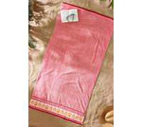 Catherine Lansfield Beach Huts Cotton Extra Large Beach Towel - Coral