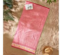 Catherine Lansfield Beach Huts90x180cm Cotton Extra Large Beach Towel Coral