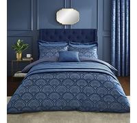Catherine Lansfield Bedding Art Deco Pearl Double Duvet Cover Set with Pillowcases Navy