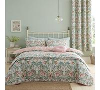 Catherine Lansfield Bedding Clarence Floral Single Duvet Cover Set with Pillowcase Natural/Green