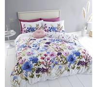 Catherine Lansfield Duvet Cover Set Countryside Floral Single with Pillowcase Pink/Blue