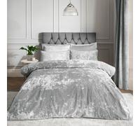 Catherine Lansfield Bedding Crushed Velvet Duvet Cover Set With Pillowcase Silver Grey