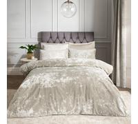 Catherine Lansfield Bedding Crushed Velvet Duvet Cover Set With Pillowcases Natural