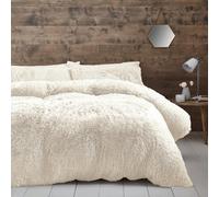 Catherine Lansfield Bedding Cuddly Deep Pile Duvet Cover Set With Pillowcase Cream