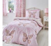 Catherine Lansfield Bedding Enchanted Butterfly Reversible Duvet Cover Set With Pillowcase Pink