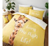 Catherine Lansfield Bedding Giraffe Duvet Cover Set With Pillowcases Yellow