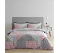 Catherine Lansfield Bedding Larsson Geo Double Duvet Cover Set with Pillowcases Pink