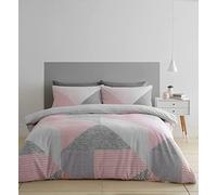 Catherine Lansfield Bedding Larsson Geo Double Duvet Cover Set with Pillowcases Pink