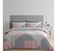 Catherine Lansfield Bedding Larsson Geo Double Duvet Cover Set with Pillowcases Pink