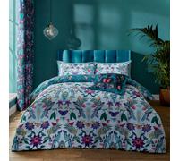 Catherine Lansfield Bedding Mya Tropical Floral Reversible Duvet Cover Set Duck Egg Blue
