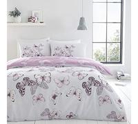 Catherine Lansfield Bedding Scatter Butterfly Double Duvet Cover Set with Pillowcases Heather