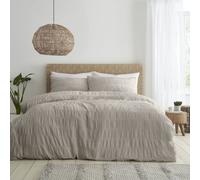 Catherine Lansfield Bedding Seersucker Single Duvet Cover Set with Pillowcase Natural