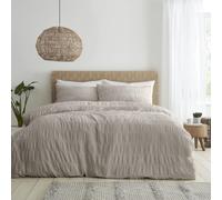 Catherine Lansfield Bedding Seersucker King Duvet Cover Set with Pillowcases Nat