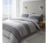 Catherine Lansfield Bedding Textured Banded Stripe Double Duvet Cover Set with