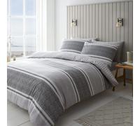 Catherine Lansfield Bedding Textured Banded Stripe Single Duvet Cover Set with