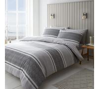 Catherine Lansfield Bedding Textured Banded Stripe Single Duvet Cover Set with