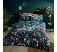 Catherine Lansfield Bedding Tropical Floral Birds Single Duvet Cover Set with Pillowcase Green
