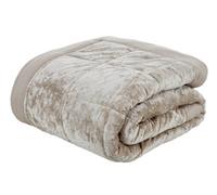 Catherine Lansfield Bedspread Crushed Velvet Quilted 220x220cm Natural