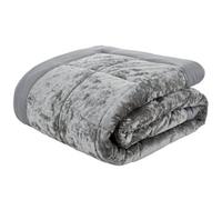 Catherine Lansfield Bedroom Crushed Velvet Quilted 220X220Cm Bedspread Silver Grey
