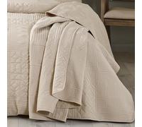 Catherine Lansfield Bedspread Quilted Textured Geometric Bed Throw over Natural