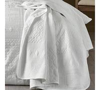 Catherine Lansfield Bedspread Quilted Textured Geometric Bed Throw over White