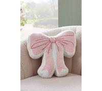 Catherine Lansfield Bow Boucle 3D Shaped Cushion Pink