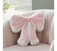 Catherine Lansfield Bow Boucle 3D Shaped Cushion Pink