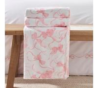 Catherine Lansfield Bow Cosy Fleece 200x240cm Oversized Blanket Throw Pink