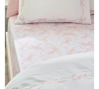 Catherine Lansfield Bow Super King Fitted Sheet White/Pink