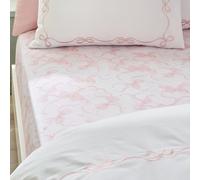 Catherine Lansfield Bow Single Fitted Sheet White/Pink