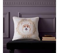 Catherine Lansfield Bridgerton Mr Newton Corgi Soft Touch 45x45cm Cushion Natural