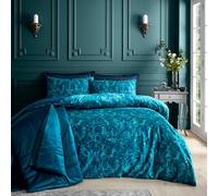 Catherine Lansfield Bridgerton Regal Birds Soft Velvet Super King Duvet Cover Set with Pillowcases Teal, Green