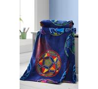 'Bright Football' Cosy Fleece Blanket Throw Catherine Lansfield Navy 130cm x 170cm