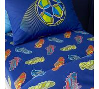 Catherine Lansfield Fitted Sheet Bright Football Navy Blue Single