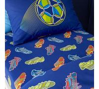 Catherine Lansfield Fitted Sheet Bright Football Navy Blue Single