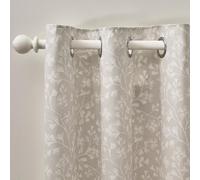 Catherine Lansfield Brooke Floral 46x54 Inch Lined Eyelet Curtains Two Panels Natural