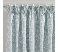 Catherine Lansfield Brooke Floral 46X72 Inch Lined Pencil Pleat Curtains Two Panels Duck Egg Blue