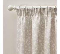 Catherine Lansfield Lined Pencil Pleat Curtains Brooke Floral 66x72 in Two Panels Natural