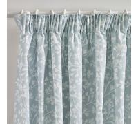 Catherine Lansfield Brooke Floral 66x54 Inch Lined Pencil Pleat Curtains Two Panels Duck egg Blue