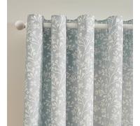 Catherine Lansfield Brooke Floral 90x90 Inch Lined Eyelet Curtains Two Panels Duck egg Blue