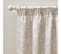 Catherine Lansfield Brooke Floral 90x90 Inch Lined Pencil Pleat Curtains Two Panels Natural