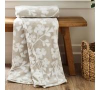 Catherine Lansfield Brooke Floral Cosy Fleece 200X240Cm Blanket Throw Natural