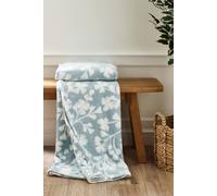 Catherine Lansfield Brooke Floral Cosy Fleece 200x240cm Blanket Throw Duck egg Blue