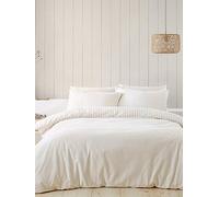Catherine Lansfield Brushed 100% Cotton Stripe Natural Duvet Set Natural