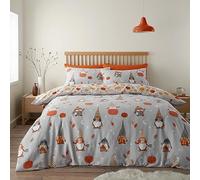 Catherine Lansfield Brushed Cotton Autumn Gonks Reversible King Duvet Cover Set with Pillowcases Grey