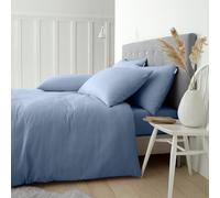 Catherine Lansfield Brushed Cotton Check Single Duvet Cover Set with Pillowcase Blue