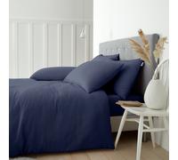 Catherine Lansfield Duvet Cover Set Brushed Cotton with Pillowcases Double Navy Blue