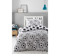 Catherine Lansfield 'Brushed Cotton Football Stars' Reversible Duvet Cover Set in Grey | Size: Double Catherine Lansfield Grey Double