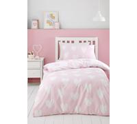 Catherine Lansfield Brushed Cotton Hearts Reversible Junior Duvet Cover Set with Pillowcase Pink