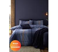 Catherine Lansfield Brushed Cotton Melrose Tweed Check Reversible Single Duvet Cover Set with Pillowcase Blue